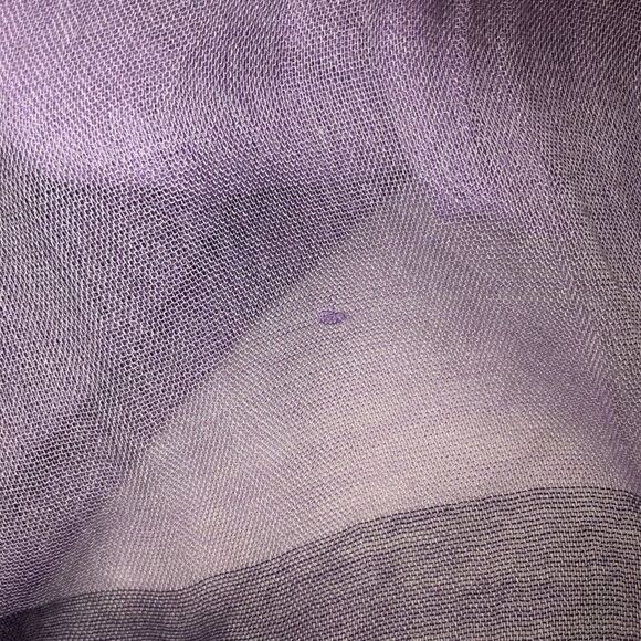 Light Sheer Purple Lavender White Raw Fringed Hem Long Scarf Wrap - Picture 8 of 13